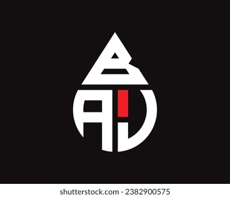 Diseño del logotipo de la forma de gota de agua de la letra BAJ. Diseño simple del logo de BAJ drop.