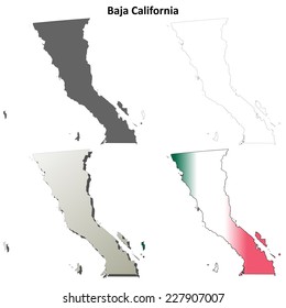 Baja California blank outline map set