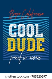 baja california cool dude,t-shirt print poster vector illustration