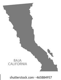 Baja California Mexico Map Grey