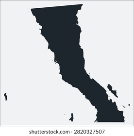 Baja California, MX, Mexico map. Just a simple border map. Shape of the region. Flat boundary outline. Vector illustration.