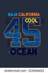 baja california ocean,t-shirt design