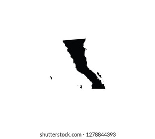 Baja California outline map Mexico state