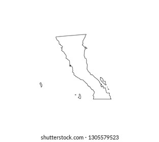 Baja California outline map Mexico state