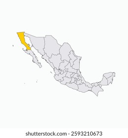 Baja California Region highlighted on Mexico map