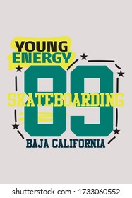 baja california skateboarding,t-shirt design fashion vector