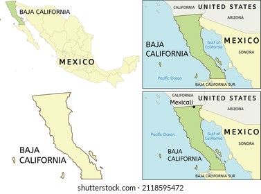 Baja California state location on map of Mexico