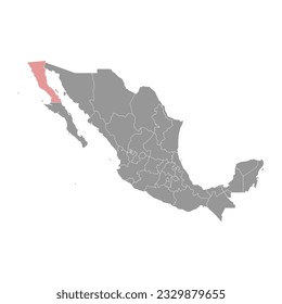 Baja California state map, administrative divisions of the country of Mexico. Vector illustration.