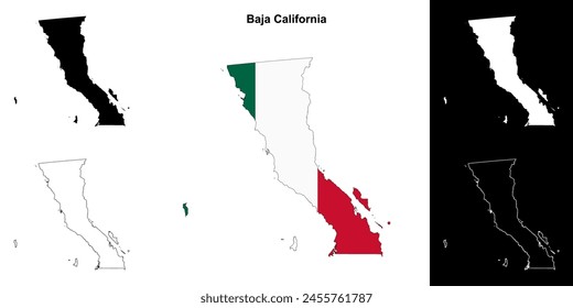 Baja California state outline map set