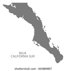 Baja California Sur Mexico Map grey