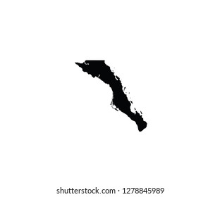 Baja California Sur outline map Mexico state