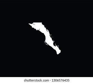 Baja California Sur outline map Mexico state 