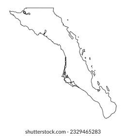 Baja California Sur state map, administrative division of the country of Mexico. Vector illustration.