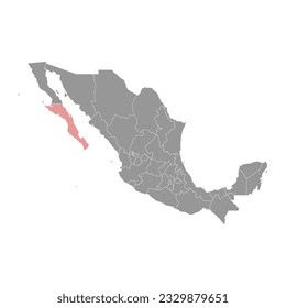 Baja California Sur state map, administrative division of the country of Mexico. Vector illustration.