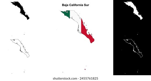 Baja California Sur state outline map set