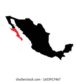 Baja California Sur states highlighted on Mexico map Vector EPS 10