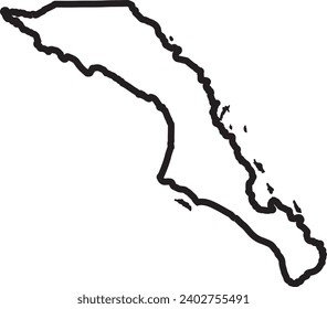 Baja California Sur (United Mexican States, Mexico, federal republic) map vector illustration, scribble sketch Estado Libre y Soberano de Baja California