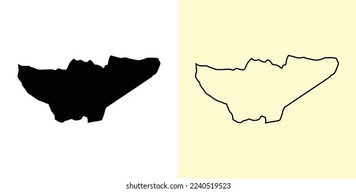 Baja Verapaz map, Guatemala, Americas. Filled and outline map designs. Vector illustration