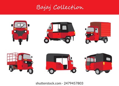 Bajaj Kollektion. Bajaj in verschiedenen Posen. Vektorillustration.