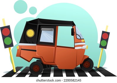 Bajaj, the three wheeled public transportation that characterizes the city of Jakarta Indonesia