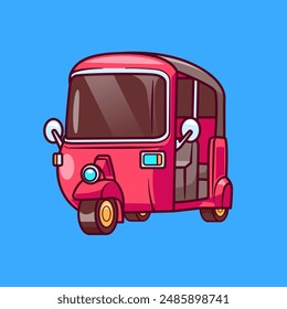 Bajaj Transportation Cartoon Vector Icon Illustration. 
Transportation Object Icon Concept Isolated Premium Vector. 
Flat Cartoon Style