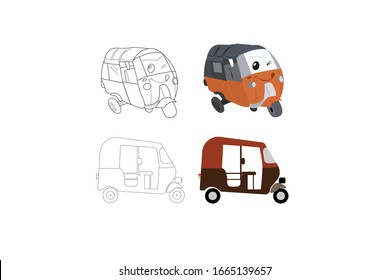 Paquete de ilustraciones de transporte de vectores Bajaj