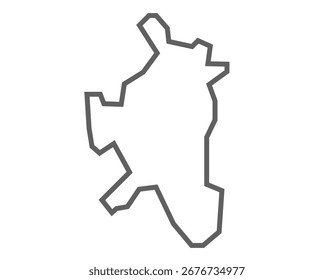 Bajali Bezirk Karte Linie Illustration von Assam Staat, Indien