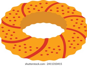 Bajgiel or beigel isometric concept, beygl Ring shape Wheat dough vector icon design, Bakery and Baker symbol food preparation and Kitchen Utensils sign, Recipe development stock illustration