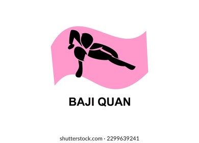 baji quan or "rake fist"  sport vector line icon. sportman, fighting stance. sport pictogram illustration.
