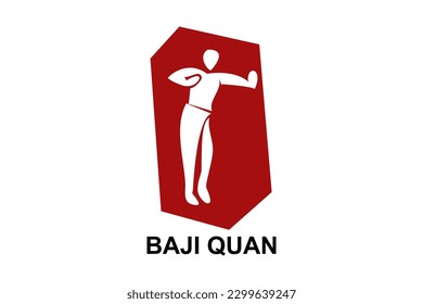 baji quan or "rake fist"  sport vector line icon. sportman, fighting stance. sport pictogram illustration.
