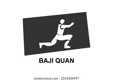 baji quan or "rake fist"  sport vector line icon. sportman, fighting stance. sport pictogram illustration.