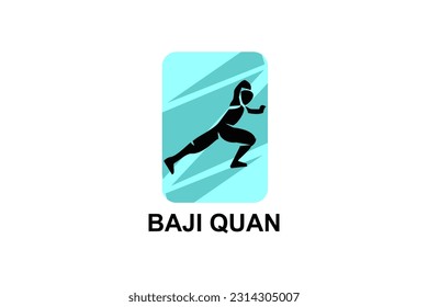 baji quan or "rake fist"  sport vector line icon. sportman, fighting stance. sport pictogram illustration.