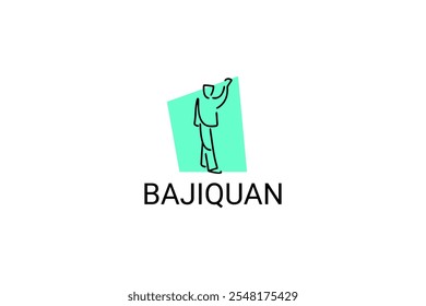 baji quan or "rake fist"  sport vector line icon. sportman, fighting stance. sport pictogram illustration.