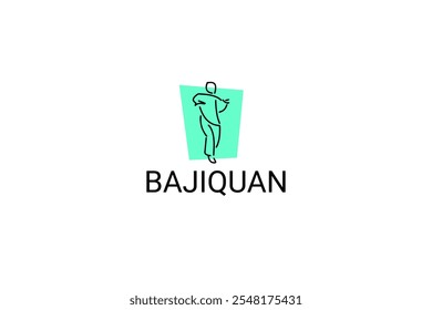 baji quan or "rake fist"  sport vector line icon. sportman, fighting stance. sport pictogram illustration.