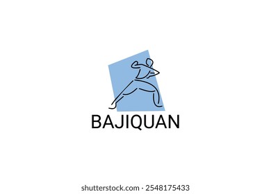 baji quan or "rake fist"  sport vector line icon. sportman, fighting stance. sport pictogram illustration.