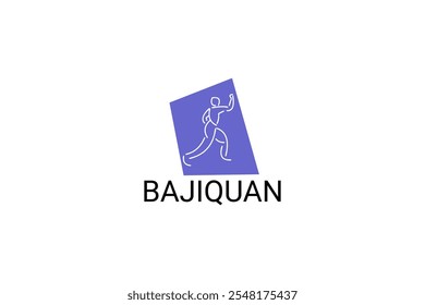 baji quan or "rake fist"  sport vector line icon. sportman, fighting stance. sport pictogram illustration.