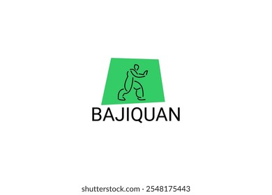 baji quan or "rake fist"  sport vector line icon. sportman, fighting stance. sport pictogram illustration.