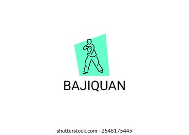 baji quan or "rake fist"  sport vector line icon. sportman, fighting stance. sport pictogram illustration.