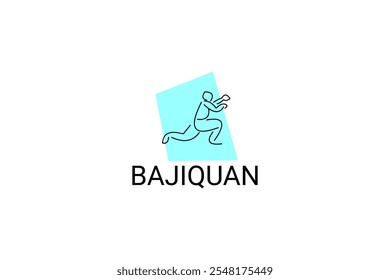 baji quan or "rake fist"  sport vector line icon. sportman, fighting stance. sport pictogram illustration.