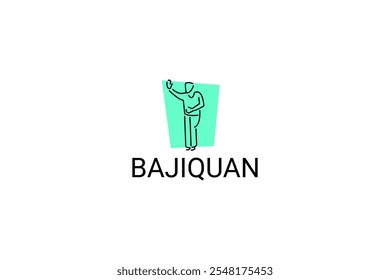 baji quan or "rake fist"  sport vector line icon. sportman, fighting stance. sport pictogram illustration.