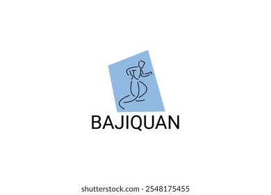 baji quan or "rake fist"  sport vector line icon. sportman, fighting stance. sport pictogram illustration.