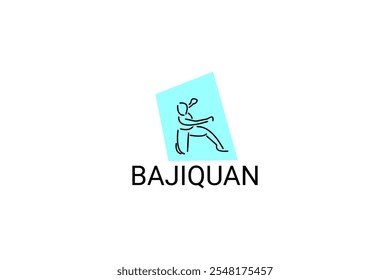 baji quan or "rake fist"  sport vector line icon. sportman, fighting stance. sport pictogram illustration.