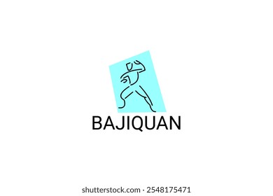 baji quan or "rake fist"  sport vector line icon. sportman, fighting stance. sport pictogram illustration.