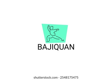 baji quan or "rake fist"  sport vector line icon. sportman, fighting stance. sport pictogram illustration.