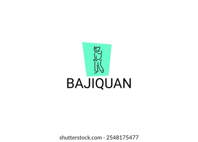 baji quan or "rake fist"  sport vector line icon. sportman, fighting stance. sport pictogram illustration.