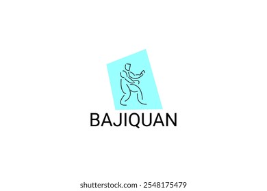 baji quan or "rake fist"  sport vector line icon. sportman, fighting stance. sport pictogram illustration.