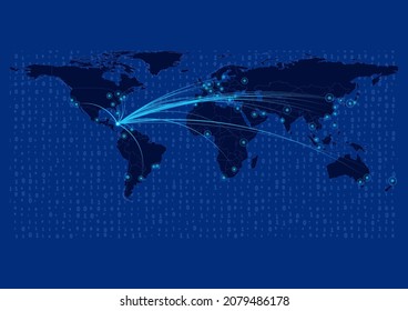 Bajo Nuevo Bank map for technology or innovation or export concepts. Connections of the country to major cities around the world. File is suitable for digital editing and prints of all sizes.