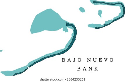 Bajo Nuevo Bank map of United States Minor Outlying Islands. Colored. Vectored