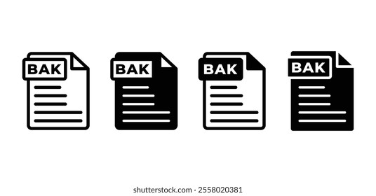 BAK file format document icon vector design black white color simple flat illustration collection set isolated