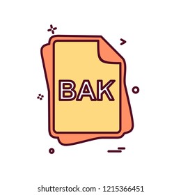 BAK file type icon design vector